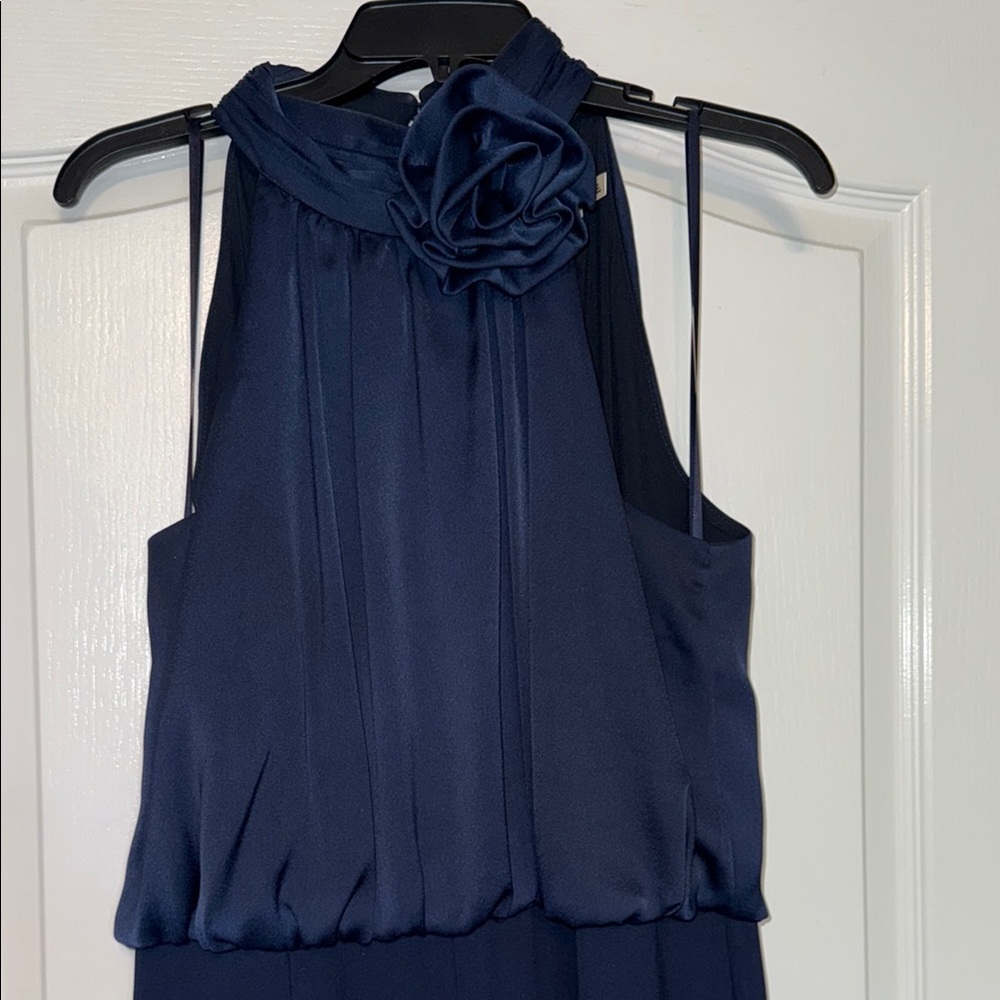 Eliza J Blue Jumpsuit with Elegant Halter Design - Picture 2 of 5